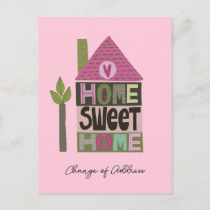 We've moved change of address whimsical lettering  postcard