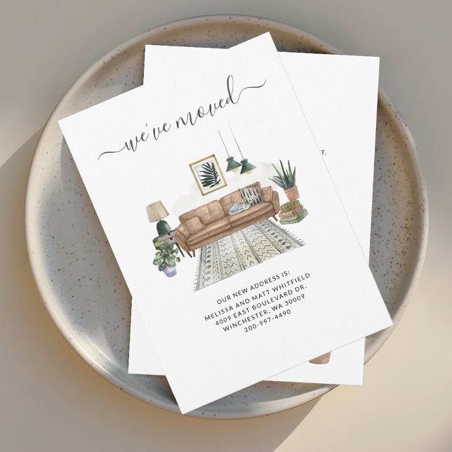We've Moved Chic Living Room Moving Announcement (We Have Moved Boho Chic Moving Announcement Change of Address)