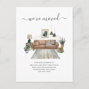 We've Moved Chic Living Room Moving Announcement Postcard