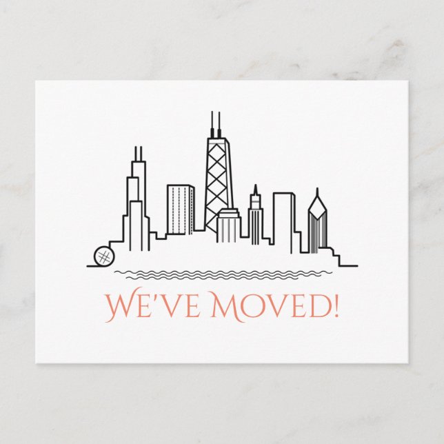 We've Moved Chicago City Skyline Announcement Postcard (Front)