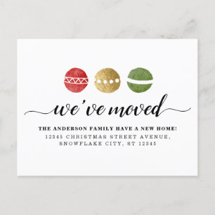 We've Moved Christmas Ball Ornament Holiday Moving Announcement Postcard