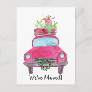 We've Moved Christmas Car Postcard
