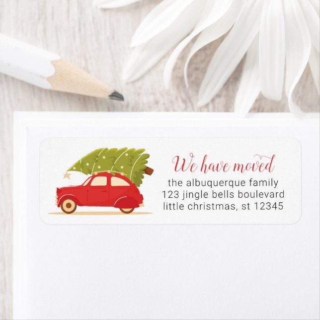 We've Moved Christmas Car Tree Change Address Cute (Insitu)