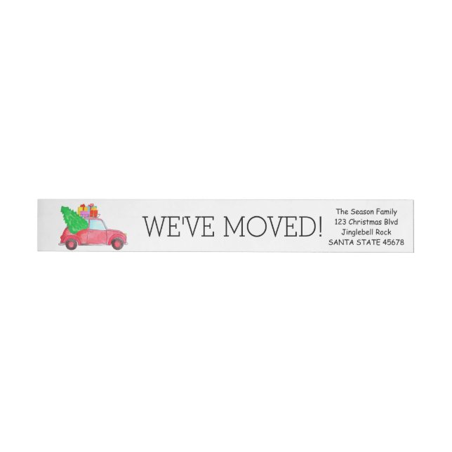 We've Moved Christmas Car Wrap Around Label (Individual)