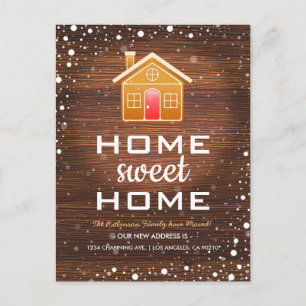 We've Moved Christmas Gingerbread House Announcement Postcard