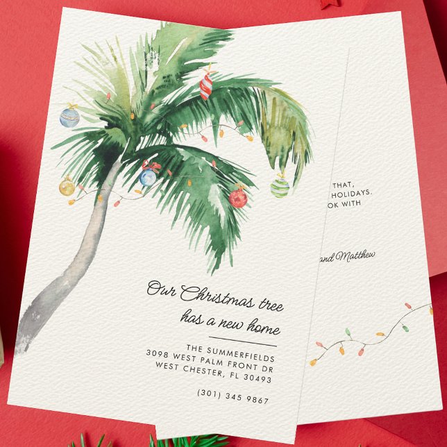 We've Moved Christmas Holiday Moving Palm Tree Announcement (Christmas Holidays Moving Announcement Luxury Change of Address Card)