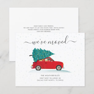 We've Moved Christmas Holiday Red Car Moving Announcement