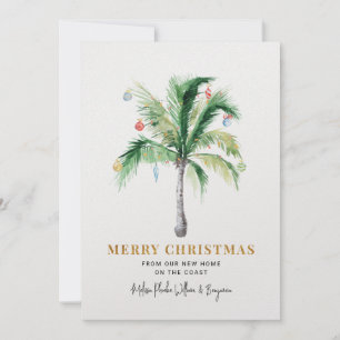 We've Moved Christmas Holidays Palm Tree Moving Holiday Card