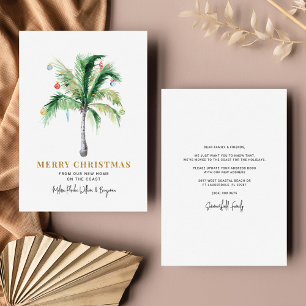 We've Moved Christmas Holidays Palm Tree Moving Holiday Card
