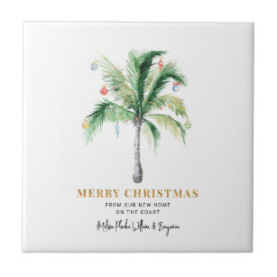 We've Moved Christmas Holidays Palm Tree Moving Tile