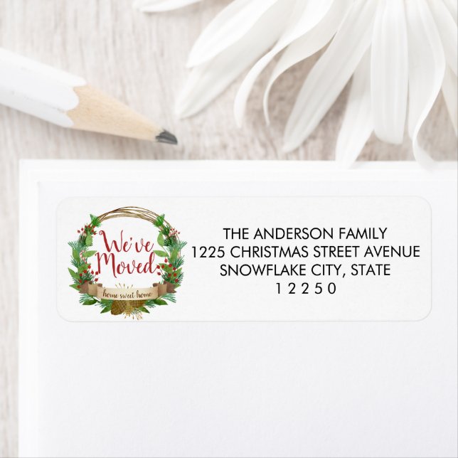 We've Moved Christmas Modern Wreath Holiday Moving (Insitu)