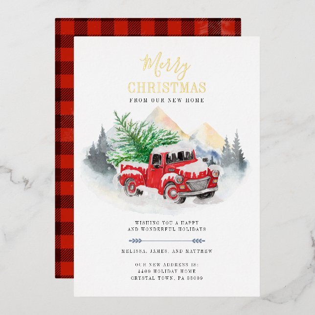 We've Moved Christmas Moving Gold Foil Holiday Card (Front/Back)