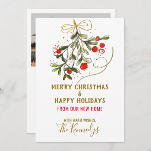 We've Moved Christmas Photo Mistletoe Holiday Card