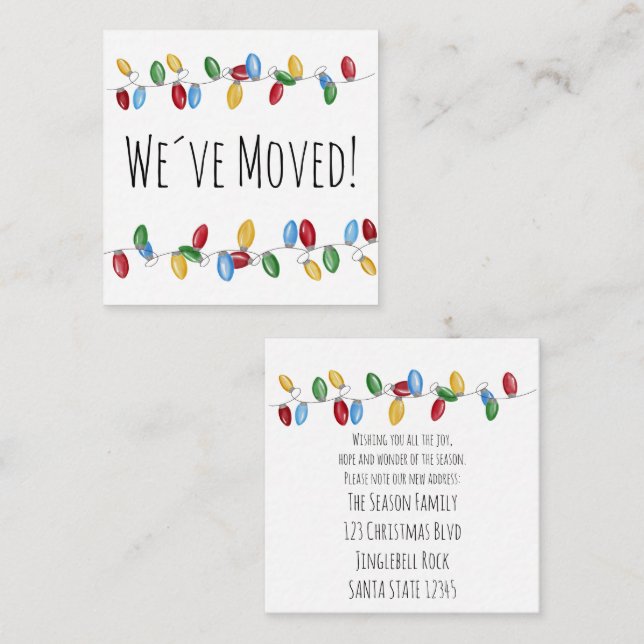 We've Moved  Christmas Tree Lights Enclosure Card (Front/Back)