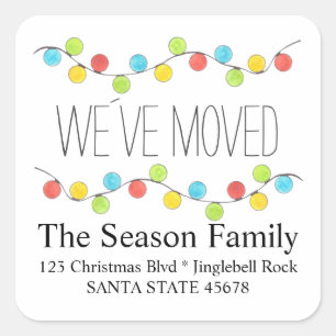 We've Moved Christmas Tree Lights Envelope seal