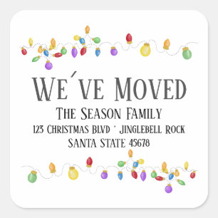 We've Moved Christmas Tree Lights Envelope seal