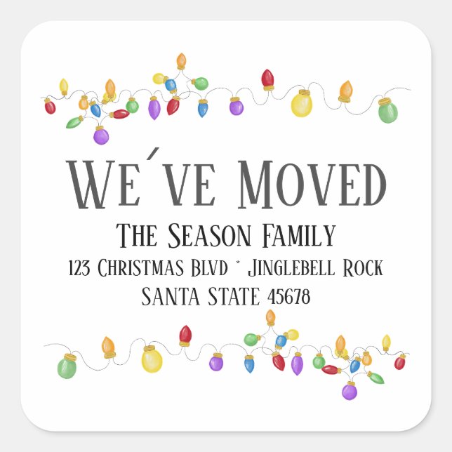 We've Moved  Christmas Tree Lights Envelope seal (Front)