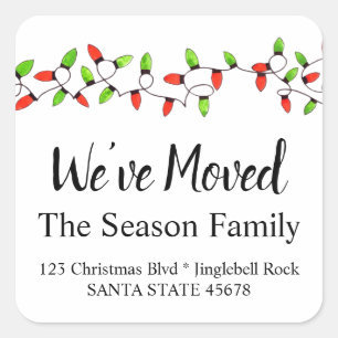 We've Moved  Christmas Tree Lights Envelope seal