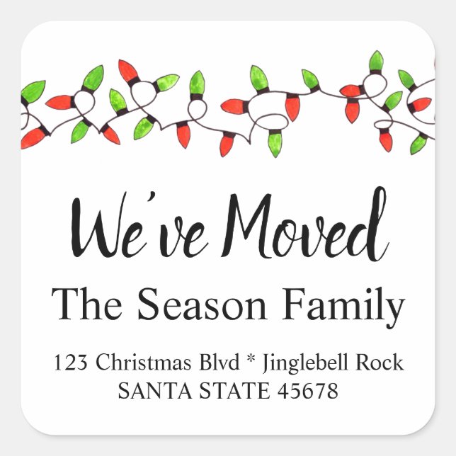 We've Moved  Christmas Tree Lights Envelope seal (Front)