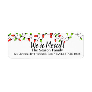 We've Moved Christmas Tree Lights Label