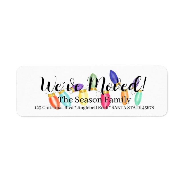 We've Moved  Christmas Tree Lights Label (Front)