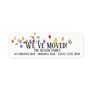 We've Moved  Christmas Tree Lights Label