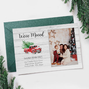 We've Moved Christmas Truck Photo Holiday Moving Announcement Postcard