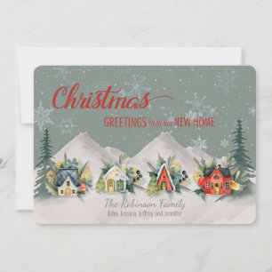 We've Moved Christmas Village Card