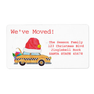 We've Moved Christmas yellow cab