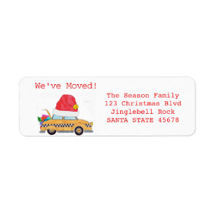 We've Moved Christmas yellow cab