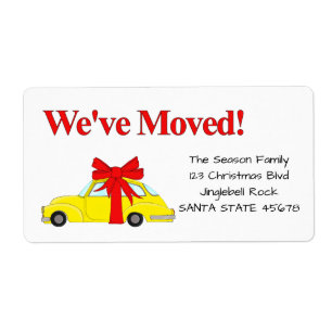 We've Moved Christmas yellow car