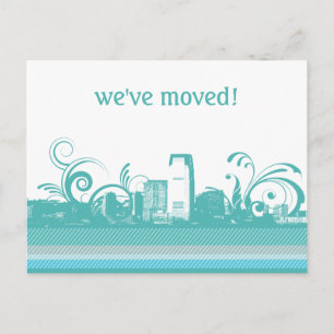 We've Moved City Skyline Postcard