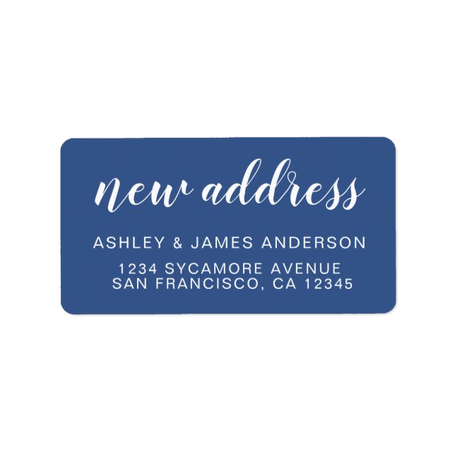 We've Moved Classic Blue New Address label (Front)