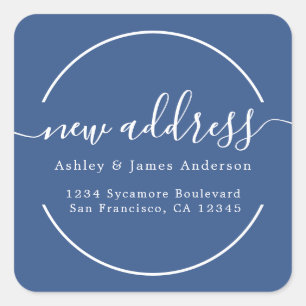 We've Moved Classic Blue New Address label