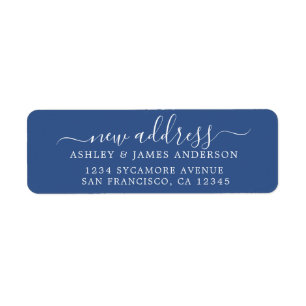 We've Moved Classic Blue New Address label