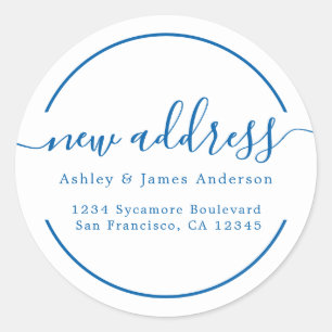 We've Moved Classic Blue New Address label