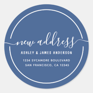 We've Moved Classic Blue New Address label