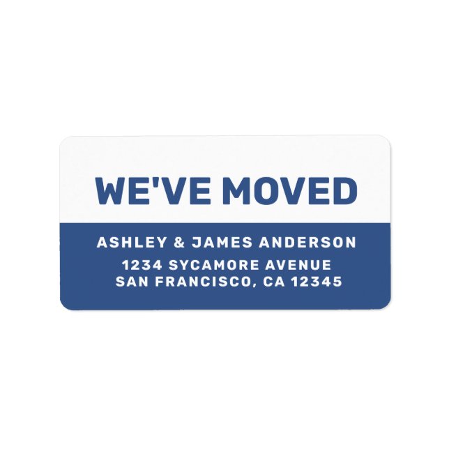 We've Moved Classic Blue White New Address Label (Front)
