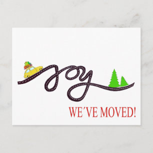 We've Moved Classic Christmas Car Postcard