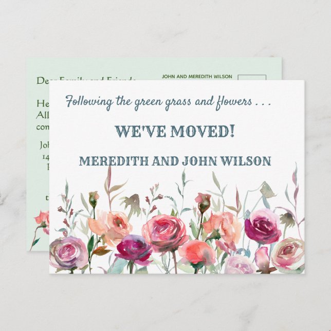 We've Moved Classic Elegant Floral Move  Announcement Postcard (Front/Back)