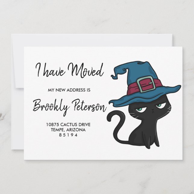 We've Moved  | Cute black cat  Invitation (Front)