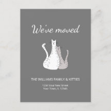 We've Moved Cute Cats Elegant Grey Moving