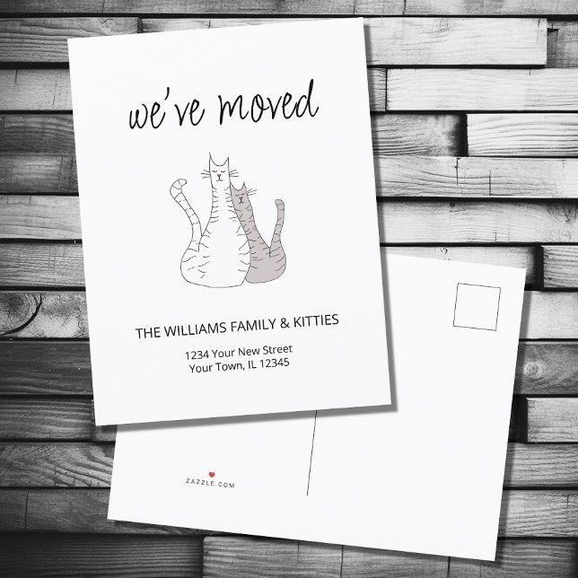 We've Moved Cute Cats Moving  Announcement Postcard (Creator Uploaded)
