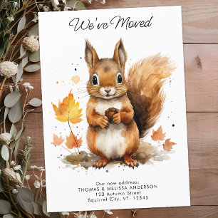 We've Moved Cute Fall Squirrel New Address Moving Announcement