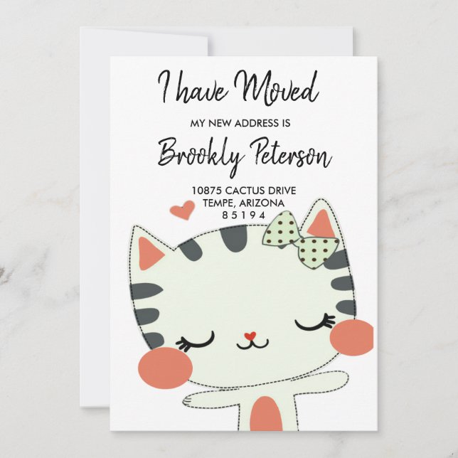 We've Moved  | cute Pretty Kitty  Invitation (Front)
