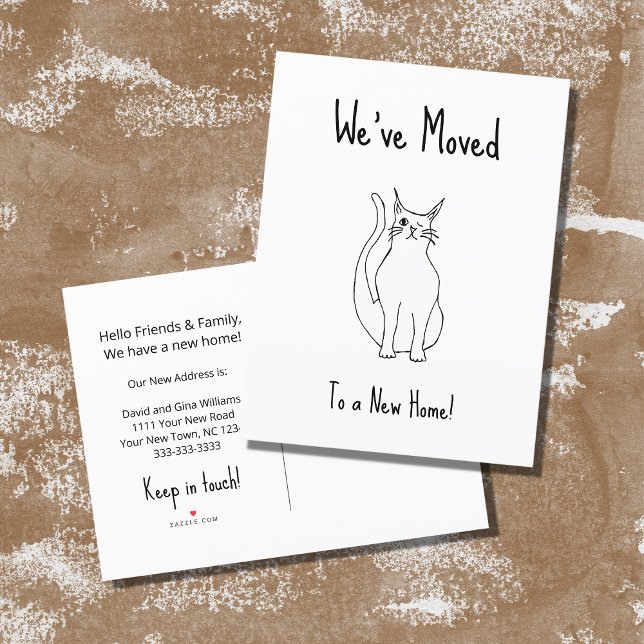 We've Moved Cute Winking Cat New Home  Announcement Postcard (Creator Uploaded)