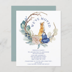 We've Moved Cute Woodland Fox Watercolor Floral