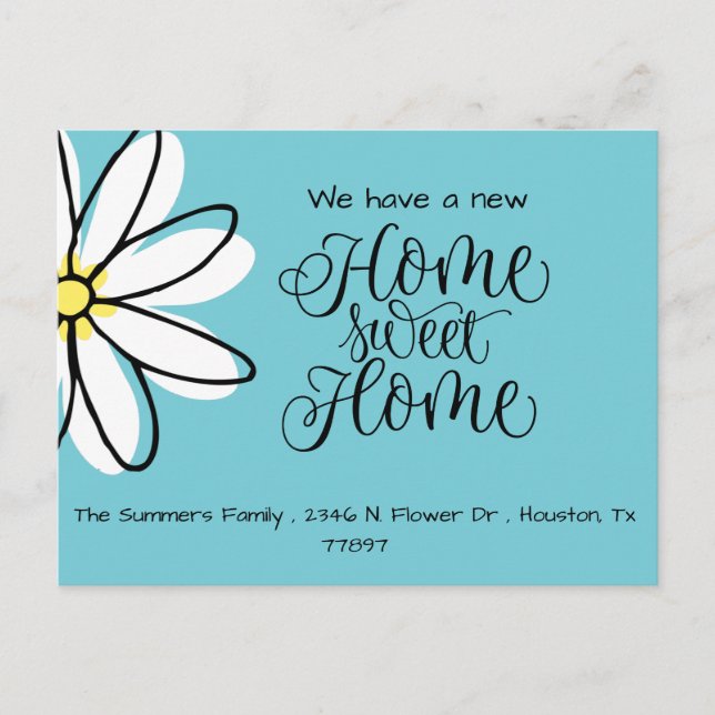 We've Moved Daisy New Address Announcement blue (Front)