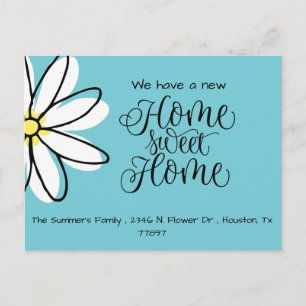 We've Moved Daisy New Address Announcement blue Postcard
