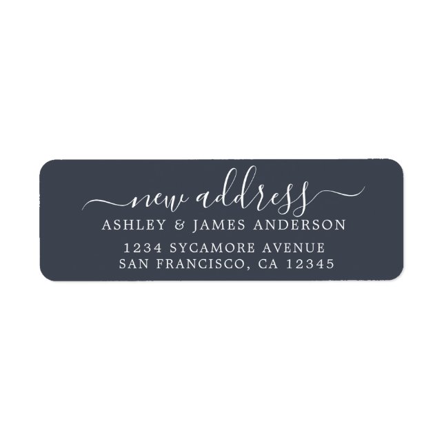 We've Moved Dark Blue New Address label (Front)